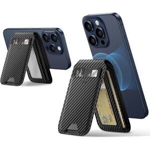 Magnetic Wallet, Black Carbon Fiber,Vegan Leather,Compatible with MagSafe Wallet